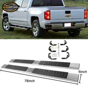 4car-5-ssb-csv07ech6-ss 4caroption Fits 07-18 Silverado &gmc Sierra 1500 Ext Cab Nerf Bar Running Boards Chrome 6 Inch
