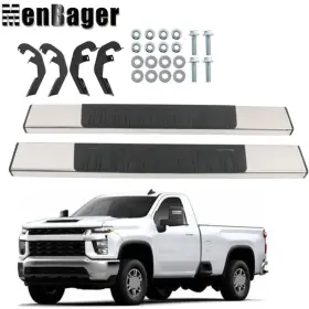 1120582 Aftermarket For 19-22 Silverado Sierra 1500 2500hd 6 Inch Step Bars Running Board Plastic Chrome