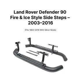 Lr008379b Allmakes 4x4/ Britpart Land Rover Defender 90 Fire And Ice Side Steps -black 2003 2016