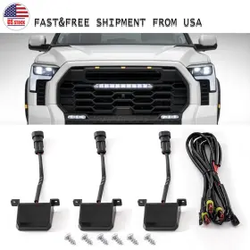 Gz.e062k-3 Aoh-junglecheetah 2022 2023 2024 For Toyota Tundra Pro Led Front Grille Lights Kit Smoked 3pcs