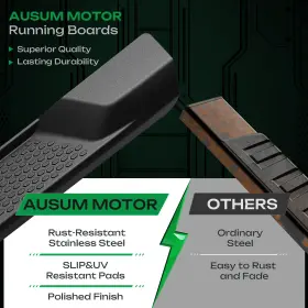 8052-jl076-mb Ausum Motor 7.2ftftpair Side Step Nerf Bar Running Boards Fit 2007-2018 Jeep Wrangler Jk 4door #3