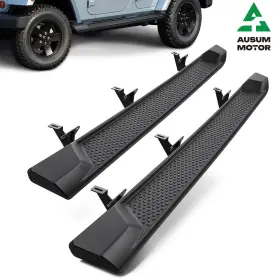 8052-jl076-mb Ausum Motor 7.2ftftpair Side Step Nerf Bar Running Boards Fit 2007-2018 Jeep Wrangler Jk 4door