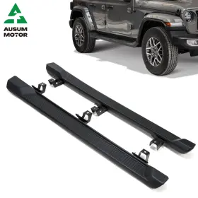 8052-jl181-mb Ausum Motor Running Boards For 2018-2024 Jeep Wrangler Jl 4 Door 7 Inch Abs Nerf Bars Side Steps