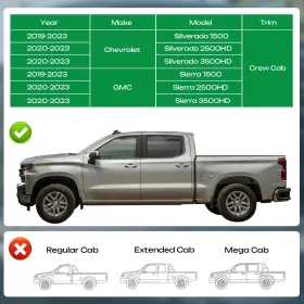 8082-cv191-mb Ausum Motor For 19-24 Silverado/sierra 1500 Crew Cab 6.4ftft Running Boards Side Step Nerf Bar #3
