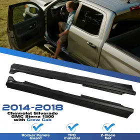 Suc2128 Autoholic Rocker Panel Grand For 2014-2018 Chevy Silverado Gmc Sierra 1500 Crew Cab Black