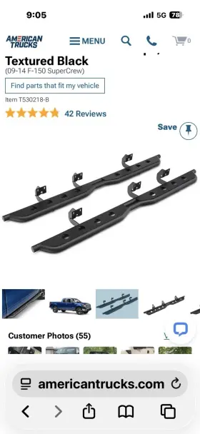 T530218-b Barricade Rocker Steps Textured Black 09-14 F150 Supercrew