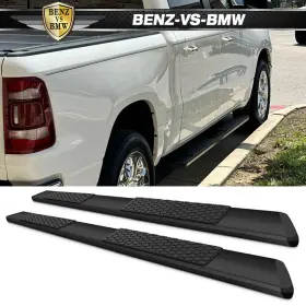 Bnz-5-ssb-dw-dr19cc-bk Benz-vs-bmw Fits 19-24 Ram 1500 Crew Cab Oe 5in Side Step Running Boards Nerf Bars 2pc Black