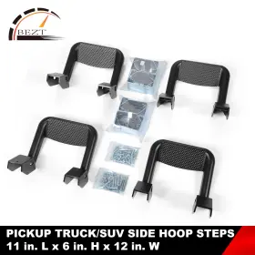 Temp-sstep-bk-2 Bezt Black Aluminum Side Steps For Trucks/suvs - 12 Inch Wide 4-pack With Install Hardware