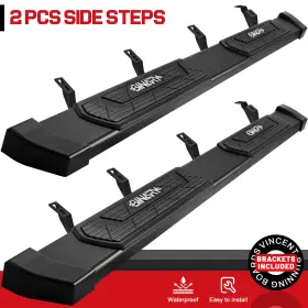95835w6-blk-8 Binary Star 6 Inch Running Boards Fit 24-26 Toyota Tacoma Double/crew Cab Truck Bar Side Steps