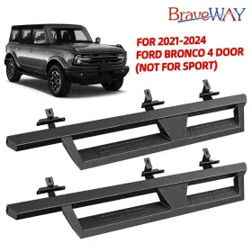 Jtb-001 Braveway Fits 2021-2024 Ford Bronco 4 Door Side Steps Running Boards Nerf Bars Textured