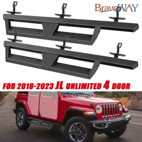 Jtb-007 Braveway Running Boards Nerf Bar Step Board For 2018-2024 Jeep Wrangler Jl 4 Door Gift
