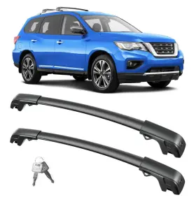 Erkul 683190545555 Roof Rack Crossbars For Nissan Pathfinder 13-21 Raised Rails Locking 220lbs