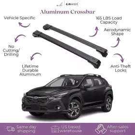 Sky340424s Erkul Roof Rack Cross Bars Fits Subaru Crosstrek 2024-25 Raised Rails Black