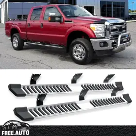 5-ssb-ffsd99cc-v-ss Free-auto802 Fits 99-16 Ford F250 Superduty Crew Cab 6 Inch V Running Board Side Step Bar Silver