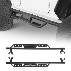 Hooke Road 782950221963 Tubular Nerf Bar Side Step Running Board With Star Opening Fit Jeep Wrangler Jk #2