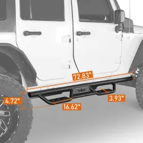 Hooke Road 782950221963 Tubular Nerf Bar Side Step Running Board With Star Opening Fit Jeep Wrangler Jk