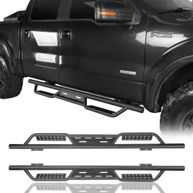 Hooke Road 782950223011 Pair Black Wide Drop Side Steps Running Board For Ford F-150 Super Crew 09-14