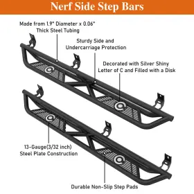 9111 Hooke Road Fit Colorado Canyon Crew Cab 15-24 Pair Steel Left And Right Side Steps Nerf Bars #2