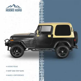Bxg.1064-s Hooke Road Tubular Side Step Nerf Bars Rocker Guard Sliders For 1987-1995 Jeep Wrangler Yj #3