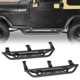 Bxg.1064-s Hooke Road Tubular Side Step Nerf Bars Rocker Guard Sliders For 1987-1995 Jeep Wrangler Yj