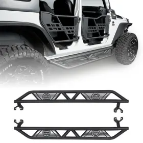 Bxg.2013 Hooke Road Black Steel Running Board Nerf Bar Side Steps For 2007-2018 Jeep Wrangler Jk 4dr