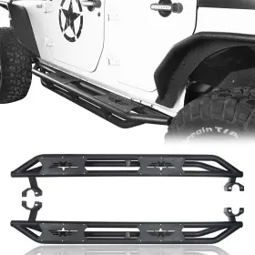 Bxg.2026 Hooke Road Side Step Nerf Bars Running Boards Textured Black For Jeep Wrangler Jk 2007-2018