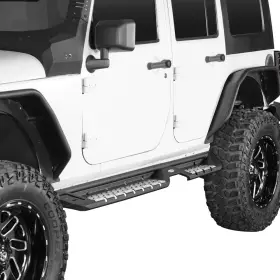 Bxg.2082 Hooke Road 2pcs Steel Side Steps With Non-slip Stainless Plate For Jeep Wrangler Jk 07-18 4dr #3