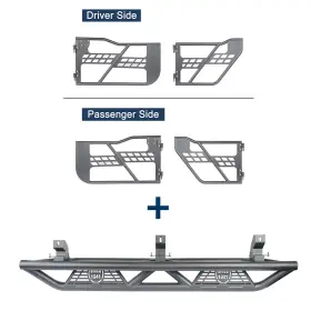 Bxg.3006-bxg.3009 Hooke Road 4x Tubular Steel Doors 2x Side Steps Fit 2018-2024 Jeep Wrangler Jl 4