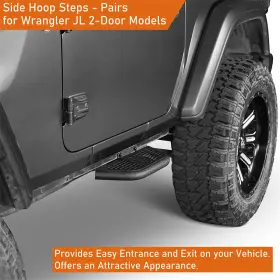Bxg.3060-s Hooke Road Fit 2-door Jeep Wrangler Jl 18-24 Side Hoop Step Nerf Bar Running Board Steel #3