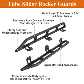 Bxg.3079-s Hooke Road Fit 18-24 Jeep Wrangler Jl 4-door Steel Tubular Slider Rocker Guard Side Step #2