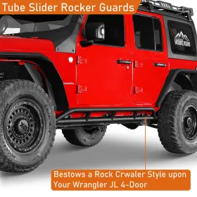 Bxg.3079-s Hooke Road Fit 18-24 Jeep Wrangler Jl 4-door Steel Tubular Slider Rocker Guard Side Step #3