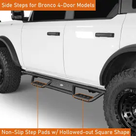 Bxg.8901 Hooke Road Textured Steel Side Step Nerf Bar Running Board For 2021-2024 Ford Bronco 4-door #2