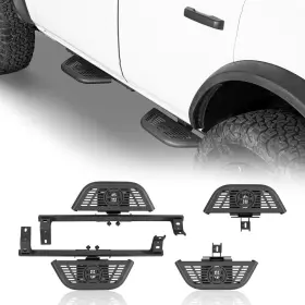 Bxg.8930-s Hooke Road Texture Black Side Hoop Steps With Since 1966 Logo Fit Ford Bronco 2021-2024 4-door