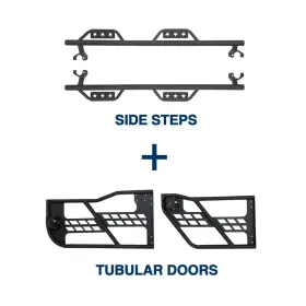Qp.bxg-021 Hooke Road Qp.bxg-136 Tubular Doors Armor Side Steps Fit Jeep Wrangler Jk 4 Door 07-18 #2