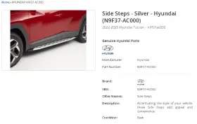 N9f37ac000 Hyundai Oem 2022-2025 Tucson Silver Running Boards I Side Steps