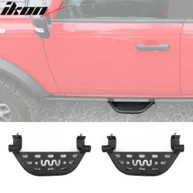 5-rb-fbro21-2p Ikon Motorsports Fits 21-25 Ford Bronco 2/4 Door Rock Rail Side Steps Tungsten Steel Black Pair