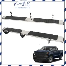 La1681101cm Labworkauto Running Boards Side Steps Fit For Chevy Silverado 1500 Double Cab 2019-24 Silver