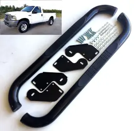 Msxtsb-0006b Ledin 3 Inch Round Black Side Step Bar For 1999-2016 Ford F250 F350 Regular Standard Cab