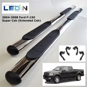 Msxtsb-0027c Ledin 4 Inch Side Step Bar For 2004-2008 Ford F150 F-150 Super Cab Extended Oval Chrome