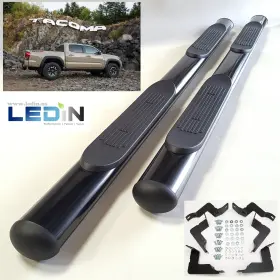 Msxtsb-0034b Ledin 4 Inch Oval Side Step Bar For 2005-2018 Toyota Tacoma Door Double Crew Cab Black