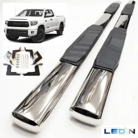 Msxtsb-0038c Ledin 5 Inch Oval Side Step Bar For 2007-2018 Toyota Tundra Double Cab Crew Chrome Steel