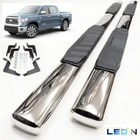Msxtsb-0039c Ledin 5 Inch Side Step Bar For 2007-2018 Toyota Tundra Crewmax 4dr Extended Crew Cab Oval