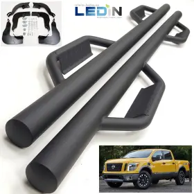Msxtsb-0064t Ledin 3 Inch Side Step Bar For 2004-2018 Nissan Titan Crew Cab Texture Black Dropped Steps