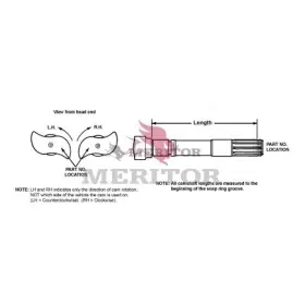 2210z6396 Meritor Air Brake Camshaft Left 19.47 Inch Length Coach And Transit