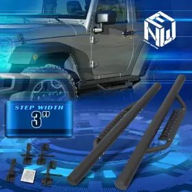 Npm67875 Newpoint Motor For 07-18 Wrangler/jk 2-dr 3 Inch Matte Round Tube Dropped Step Bar Running Boards