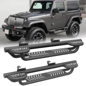 Xrrb056060089 Obnaux 2-stairs Running Boards Heavy-duty Steel For 2007-2018 Jeep Wrangler Jk 2 Doors