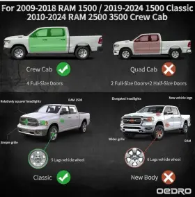 O2o4hph Oedro 6 Inch Running Boards Compatible With 2009-2018 Dodge Ram 1500 Crew Cab #2