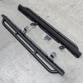 J179908 Officially Licensed Jeep Olj 07-18 Wrangler Jk 2-door Enhanced Rubi Rails With Logo Txt Black