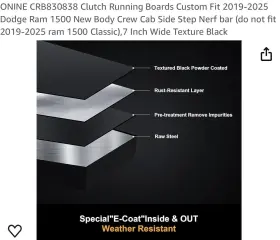 O9-crb830838 Onine Crb830838 Clutch Running Boards Custom Fit 2019-2024 Dodge Ram 1500 New #3