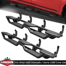 Pofenze Ss-c345-ls Running Boards For 2019-2025 Chevy Silverado/sierra 1500 Crew Cab Side Step Bars
